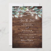 Rustikale Leaf String Lights Save the Date (Vorderseite)