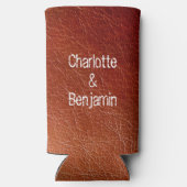 Rustikale Lederhochzeit Selters Dosenkühler (Rückseite)