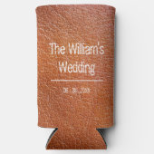 Rustikale Lederhochzeit Selters Dosenkühler (Vorderseite)