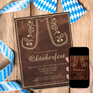 Rustikale Lederhosen Oktoberfest-Party Einladung