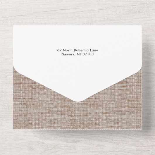 Rustikale Leinen & Happy Holidays Script Multiphot All In One Einladung (Rückseite)