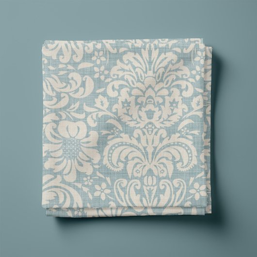 Rustikale Leinen in Beige und Blauer Damast Stoff