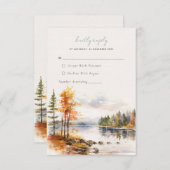 Rustikale Leinen mit Herbstsee Hochzeit RSVP Card Begleitkarte (Vorne/Hinten)