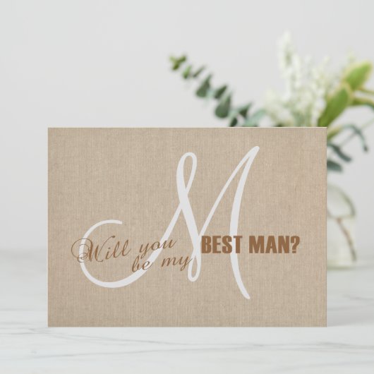 Rustikale Leineneien-Leinwand Hochzeit mein Trauze Einladung (Stehend Vorderseite)