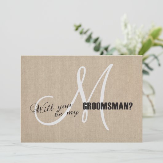 Rustikale Leineneien-Leinwand Hochzeit mein Trauze Einladung (Stehend Vorderseite)