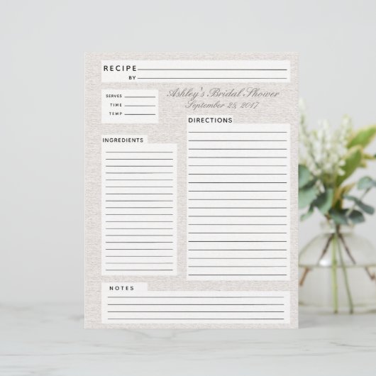 Rustikale Leinenrezeptur Beilage für Brautpartys (Stehend Vorderseite)