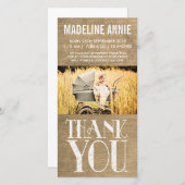 Rustikale Leinwand-Baby-Geburt danken Ihnen Foto Dankeskarte (Vorne/Hinten)