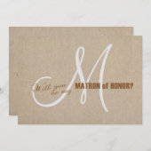 Rustikale Leinwand für Linden Wedding Be My Matron Einladung (Vorne/Hinten)