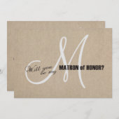 Rustikale Leinwand für Linden Wedding Be My Matron Einladung (Vorne/Hinten)