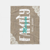 Rustikale Leinwand geschnürter Familienname Fleecedecke (Vorderseite)