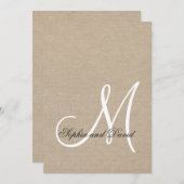 Rustikale Leinwand Hochzeit Monogramm erste Einlad Einladung (Vorne/Hinten)