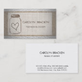 Rustikale Leinwand-schickes Spitze-Weckglas-Herz Visitenkarte (Vorne/Hinten)