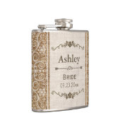 Rustikale Leinwand-Spitze-Hochzeits-Braut Flachmann (Rechts)