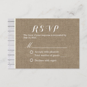 Rustikale Leinwand-u. Holz-Streifen, die UAWG RSVP Karte