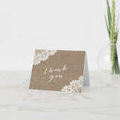 Rustikale Leinwand-u. Spitze-Babyparty danken Dankeskarte (Vorderseite)