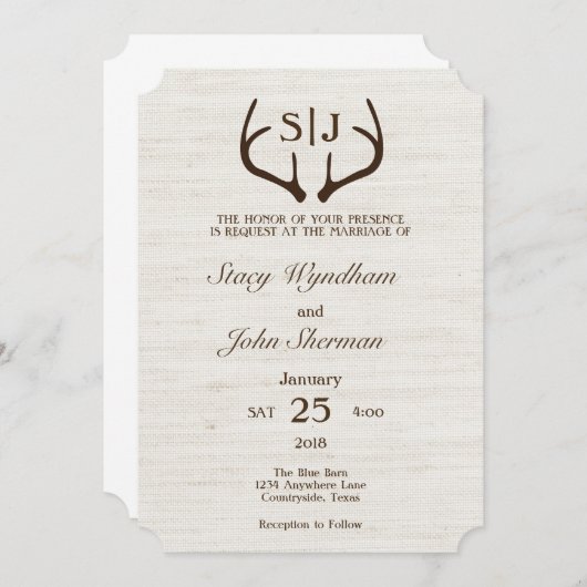 Rustikale Leinwand-und Einladung (Vorne/Hinten)