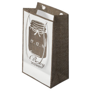 Rustikale Leinwand-Weckglas-Babyparty Kleine Geschenktüte