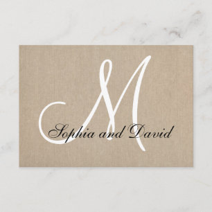 Rustikale Leinwand Wedding RSVP Monogram Card