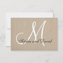 Rustikale Leinwand Wedding RSVP Monogram Card