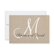 Rustikale Leinwand Wedding RSVP Monogram Card