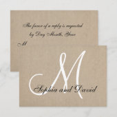 Rustikale Leinwand Wedding RSVP Monogram Card Karte (Vorne/Hinten)