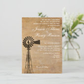 Rustikale Leinwand Windmill Wedding Einladung (Stehend Vorderseite)