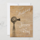Rustikale Leinwand Windmill Wedding Einladung (Rückseite)