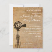 Rustikale Leinwand Windmill Wedding Einladung (Vorderseite)