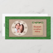 Rustikale Leinwand Zickzack Weihnachtsfotokarte Gr Feiertagskarte (Vorne/Hinten)