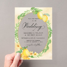 Rustikale Lemon Citrus Boho Sommerhochzeit Acryleinladungen