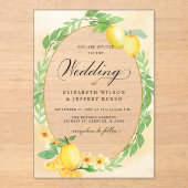 Rustikale Lemon Citrus Boho Sommerhochzeit Acryleinladungen (Vorderseite)