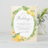 Rustikale Lemon Citrus Boho Sommerhochzeit Einladung (Stehend Vorderseite)