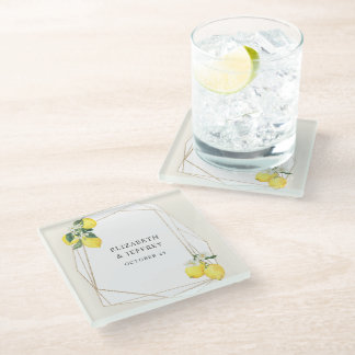 Rustikale Lemon Citrus Boho Sommerhochzeit Glasuntersetzer