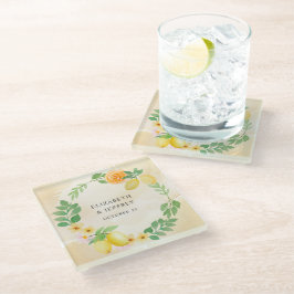 Rustikale Lemon Citrus Boho Sommerhochzeit Glasuntersetzer