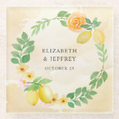 Rustikale Lemon Citrus Boho Sommerhochzeit Glasuntersetzer (Vorderseite)