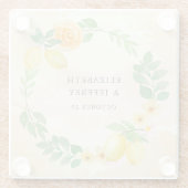 Rustikale Lemon Citrus Boho Sommerhochzeit Glasuntersetzer (Rückseite)