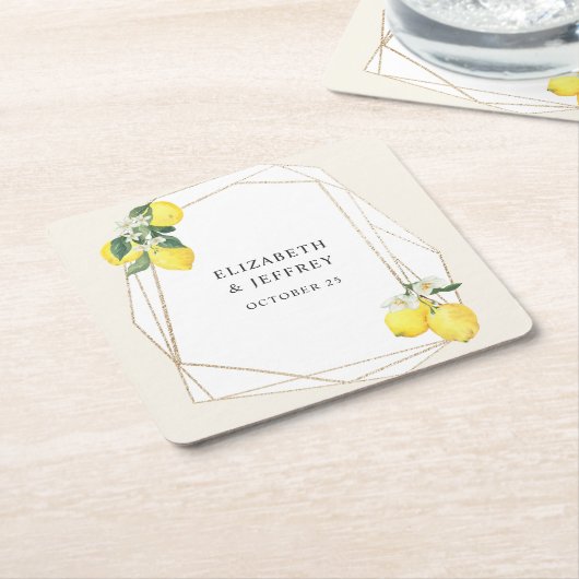 Rustikale Lemon Citrus Boho Sommerhochzeit Rechteckiger Pappuntersetzer (angewinkelt)