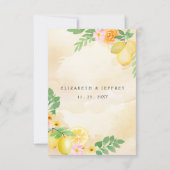 Rustikale Lemon Citrus Boho Sommerhochzeit RSVP Karte (Rückseite)