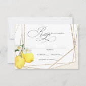Rustikale Lemon Citrus Boho Sommerhochzeit RSVP Karte (Vorderseite)