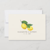 Rustikale Lemon Citrus Boho Sommerhochzeit RSVP Karte (Rückseite)