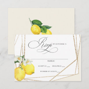 Rustikale Lemon Citrus Boho Sommerhochzeit RSVP Karte