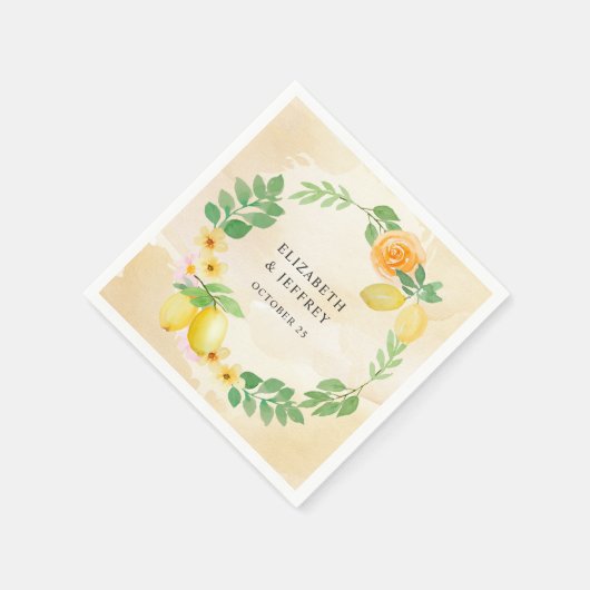 Rustikale Lemon Citrus Boho Sommerhochzeit Serviette (Ecke)