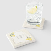 Rustikale Lemon Citrus Boho Sommerhochzeit Steinuntersetzer (Seitenansicht)