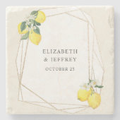Rustikale Lemon Citrus Boho Sommerhochzeit Steinuntersetzer (Vorderseite)