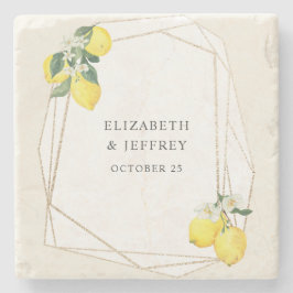 Rustikale Lemon Citrus Boho Sommerhochzeit Steinuntersetzer