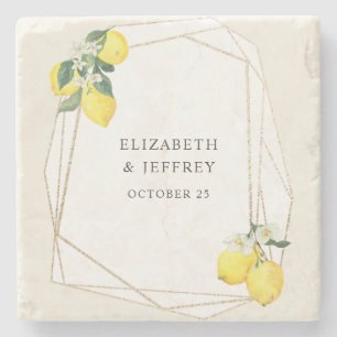 Rustikale Lemon Citrus Boho Sommerhochzeit Steinuntersetzer