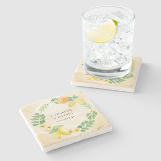 Rustikale Lemon Citrus Boho Sommerhochzeit Steinuntersetzer