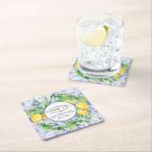 Rustikale Lemon Farm Greenery Wreath Blue White Ti Rechteckiger Pappuntersetzer (Vor Ort)