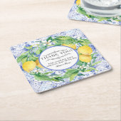 Rustikale Lemon Farm Greenery Wreath Blue White Ti Rechteckiger Pappuntersetzer (angewinkelt)