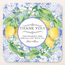 Rustikale Lemon Farm Greenery Wreath Blue White Ti Rechteckiger Pappuntersetzer